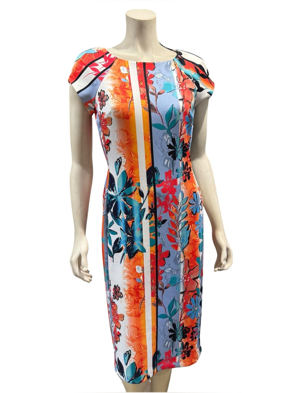 Beige by Eci Floral Striped Sheath Dress